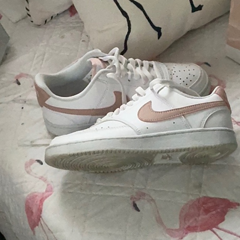 Nike White and Pink Women's Sneakers